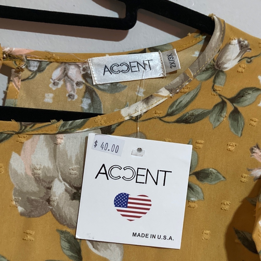 Floral Long Sleeve Dress in Mustard by - Picture 4 of 9